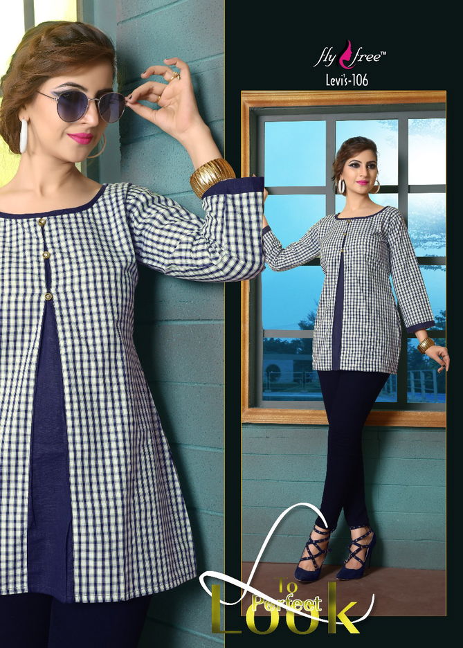 FlyFree Levis Designer Casual Wear Cotton Printed Kurtis Collection